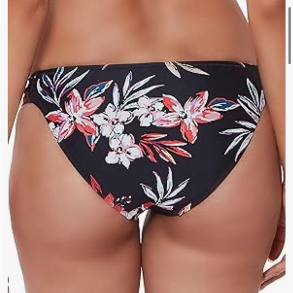 Bar III Floral-Print Hipster Bikini Bottoms Black Tropical Escape Medium NWT - Picture 2 of 7